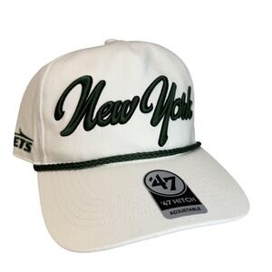 New‎ York Jets Hat Cap Snap Back Mens One Size White NFL Football '47 Hitch